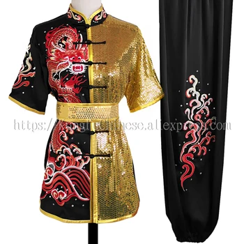 Китайская форма ушу с вышивкой дракона, одежда для кунг-фу, Костюм для Боевых искусств, одежда чанцюань для мужчин, женщин, девочек, мальчиков, детей, взрослых