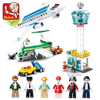 Комплекты Sluban City Aviation World Civil Plane Airport с 2 самолетами Фигурками моделей самолетов строительными блоками Игрушками для мальчиков подарками