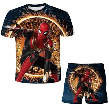 Комплекты одежды Marvel для маленьких мальчиков Детская одежда Летний спортивный костюм с коротким рукавом для мальчиков Спортивные костюмы Костюм для детей Одежда