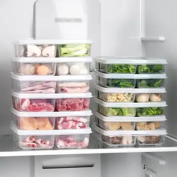 Коробки Для Хранения Продуктов на 4 Сетки Для Холодильника Мясо Овощи Упакованные Коробки Коробки Для Хранения Свежих Продуктов Кухонные Принадлежности Для Хранения