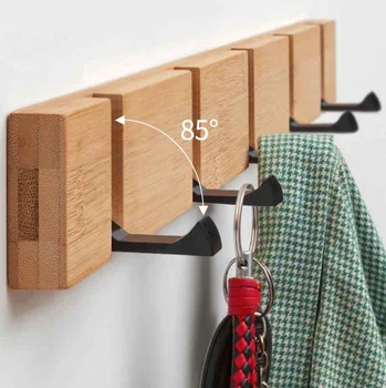 Креативный деревянный невидимый крючок для прихожей в сложенном виде вешалка для одежды в гостиной