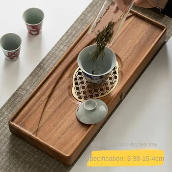 Креативный дренажный чайный поднос из орехового дерева, деревянный поднос для сухих пузырьков, маленький столик для сухих пузырьков из цельного дерева, современный роскошный чайный столик tea sea