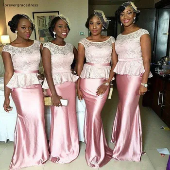 Кружевной топ для африканских девушек, атласные платья подружек невесты с короткими рукавами, платья для подружек невесты, платья для гостей на свадьбу, доступны большие размеры