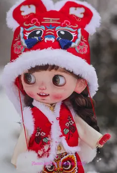 Кукла Блит с глиняным лицом по индивидуальному заказу 1/6, продающая куклу в китайской новогодней одежде в год Тигра