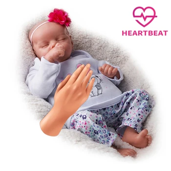 Кукла-Реборн 17 дюймов, реалистичная новорожденная, спящая с закрытыми глазами, виниловая кукла, тканевое тело с сердцебиением, подарочная игрушка для детей