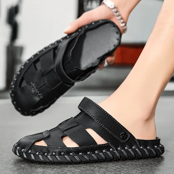 Летние Новые черные сандалии, легкая уличная повседневная обувь, мужские Нескользящие Удобные тапочки для ходьбы, высококачественная Туристическая обувь