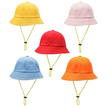 Летняя детская шапочка для мальчиков, хлопковая мультяшная кепка-ведро с цветочным принтом для маленьких девочек, солнцезащитная шляпа с цветочным рисунком для детей