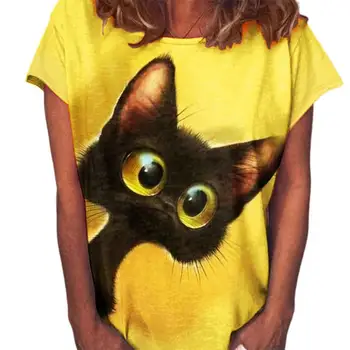 Летняя женская футболка, модная футболка с круглым вырезом и мультяшным рисунком животных, повседневные свободные топы с коротким рукавом, футболки-тройники
