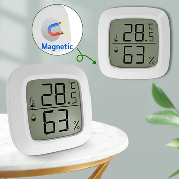 Магнитный Мини-ЖК-Цифровой термометр, датчик комнатной температуры, Измеритель влажности, Термометр-гигрометр для помещений, Метеостанция