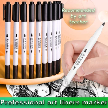 Маркер для рисования с двойным вкладышем M & G 0,5 мм 1,5 мм 0,8 мм 2,8 мм Наконечник Черные Ручки Для Рисования Fineliner