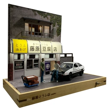 Масштаб 1:32 Fujiwara Tofu Shop Парковка Дисплей Коробка Сцена AE86 Сплав Модель Автомобиля Коллекция Украшения Вентилятор Подарок Сувенир Дисплей