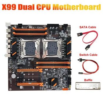 Материнская плата NEW-X99 с двумя слотами для процессора + Кабель SATA + Кабель переключения + Перегородка Поддержка LGA 2011 DDR4 6XSATA 3.0 2011-V3 Материнская плата с процессором