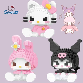 Милые Строительные Блоки Sanrio Kuromi Hello Kitty Melody Cinnamoroll Pompompurin Мультяшная Фигурка Детские Кирпичи Головоломки Куклы Игрушки