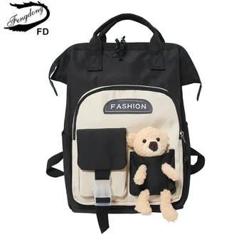 милые школьные сумки для девочек-подростков, сумка для книг с куклой kawaii bear, женский школьный рюкзак, водонепроницаемый легкий рюкзак для девочек