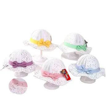 Милый галстук-бабочка, кружевные цветы, детская шляпа от солнца, дышащие сетчатые кепки для девочек, детские кепки принцессы-рыбака для маленьких девочек