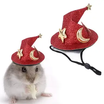 Мини-шляпа ведьмы для мелких животных, Регулируемые головные уборы для домашних животных, Шляпы для хомяков, одежда для косплея на Хэллоуин, Товары для оценки морских свинок