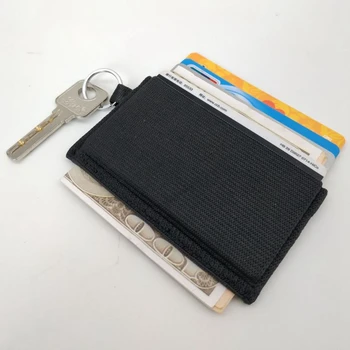 Минималистичный тонкий эластичный держатель для кредитных карт, ультратонкий кошелек для банковских карт, передний карман, мужской держатель для визитных карточек с кольцом для ключей