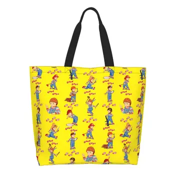 Многоразовая Хозяйственная сумка Good Guys Chucky, Женская холщовая сумка через плечо, Портативная Детская Игровая Кукла, Сумки для покупок продуктов