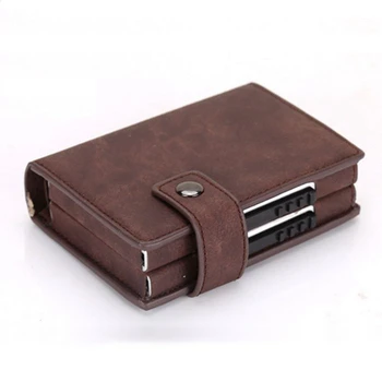 Многофункциональный Мужской блокирующий Rfid-кошелек Mini из искусственной кожи, деловой Алюминиевый держатель для кредитных карт, кошелек с автоматическим выдвижением футляра для карт