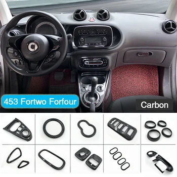 Модификация автомобиля, крышка, внутренняя наклейка, Декоративная оболочка в стиле карбон для Mercedes Smart Fortwo Forfour 453, Внешние аксессуары