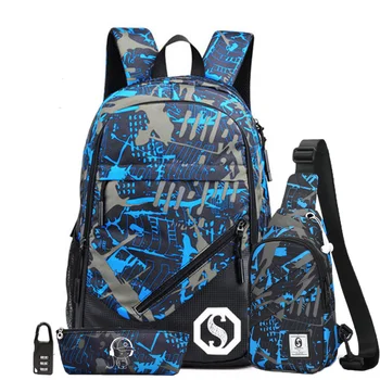 Модная школьная сумка унисекс для мальчиков и девочек 20 л, рюкзак для начальной средней школы, сумка для книг с флуоресцентными маркировками