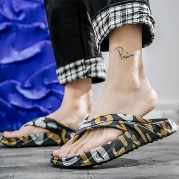 Модные вьетнамки из ЭВА, мужские массажные пляжные тапочки с принтом на толстой подошве, женские модные сандалии с граффити, Zapatillas Para Casa