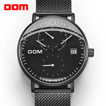 Модные часы DOM мужские с водонепроницаемым тонким сетчатым ремешком, минималистичные наручные часы для мужчин, кварцевые спортивные часы Clock M-435