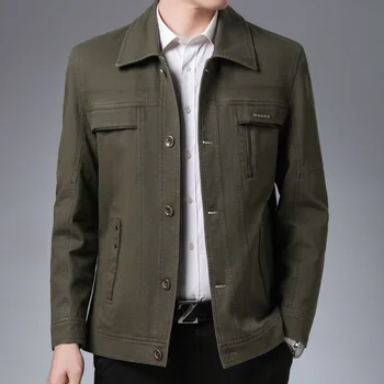 Мужская куртка с отложным воротником, деловая повседневная верхняя одежда для отцов среднего возраста, весенние и осенние куртки и пальто для мужчин Q502