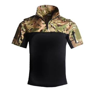 Мужская летняя уличная тактическая армейская рубашка для боевых видов спорта, быстросохнущая одежда для охоты, кемпинга, пеших прогулок, многокамерная камуфляжная футболка
