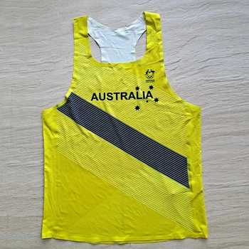 Мужская сетка для быстрого бега сборной Австралии, дышащий жилет для марафона, профессиональный спортсмен, майка для легкой атлетики, настраиваемая