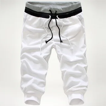 Мужские летние шорты для бега трусцой на завязках, повседневные укороченные брюки с двойной веревкой для фитнеса, уличные модные спортивные брюки Homme (S-3XL)