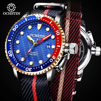 Мужские наручные часы OCHSTIN Водонепроницаемые мужские часы в стиле милитари с функцией даты, лучший бренд класса люкс, нейлоновые спортивные деловые мужские часы 7003