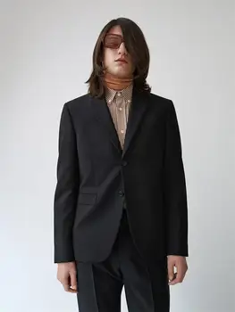 Мужской повседневный пиджак, весенний Новый пиджак с лацканами, однотонный деловой Тонкий однобортный мужской костюм в классическом стиле