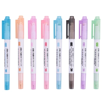 Набор ручек Curve из 8 предметов, Линейные цветные ручки с двойным наконечником для бумаги для дневника, гелевые ручки-компаньоны, Гелевые ручки 8 цветов, Форма ручек