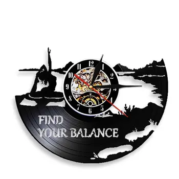 Найдите свою Мандалу Баланс Вдохновение для Йоги Настенные часы Современный дизайн Поддерживайте себя в форме Спортивные Виниловые Пластинки Настенные Часы Декор стен