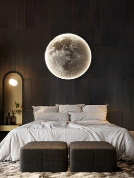 Настенный светильник Moon, современная креативная настенная лампа, декоративная светодиодная лампа для фона в гостиной, прикроватная лампа для спальни в стиле минимализма