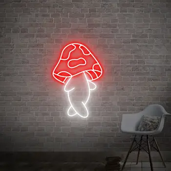 Неоновая вывеска в виде гриба с питанием от USB для декора комнаты, светодиодный неоновый ночник с регулируемой яркостью для игровой комнаты, настенное искусство в виде пещеры человека