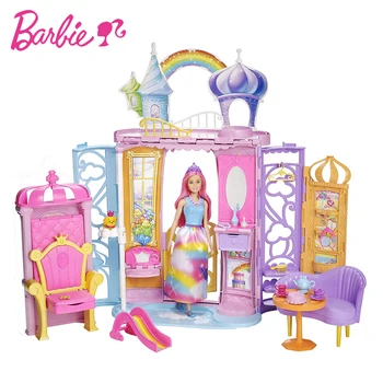 Новая Кукла Барби Радужный Замок Игрушечный Набор Блестящий Дом Отдыха Для Детей Детские Игрушки для Девочек FRB15