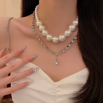Новое двухслойное ожерелье с жемчугом и цирконием для женщин, ретро-французское индивидуальное модное ожерелье, свадебные украшения, подарки на День рождения