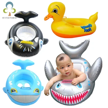 Новое детское надувное сиденье для плавания в форме утки в форме акулы, безопасное для малышей, Кольцо для рыбы в бассейне, высокое качество GYH
