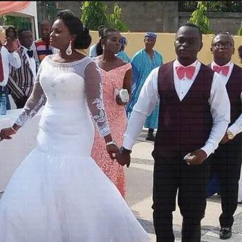 Новое Свадебное платье Русалки в Африканском стиле 2022, Роскошные платья невесты с жемчугом