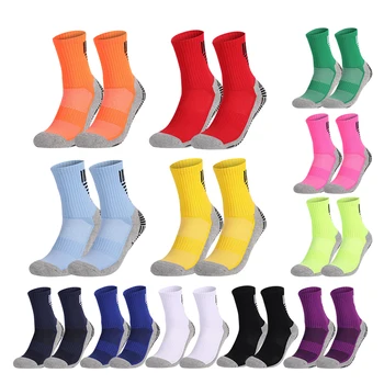 Новые Дышащие и впитывающие Пот Тренировочные Футбольные Носки Для матчей, Цветные Средние Противоскользящие Силиконовые Футбольные Носки