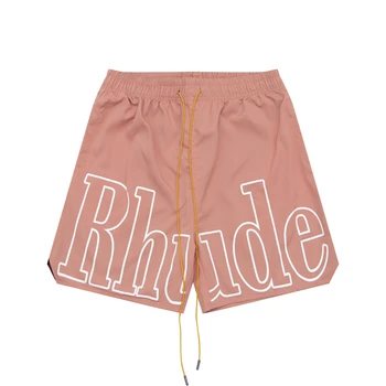 Новые модные шорты Rhude с крупным логотипом, мужские и женские бриджи Rhude с завязками, внутренняя сетка с бирками Apex Legends