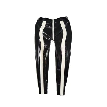 Новые мужские модные черно-белые брюки из 100% латекса 0,4 мм, уникальные брюки размера XXS-XXL