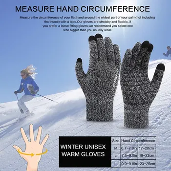 Новые мужские перчатки с сенсорным экраном, Вязаные Шерстяные Теплые Варежки, Велосипедная Перчатка для взрослых, Утолщенная Осенне-зимняя Перчатка