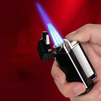 Новый трехпламенный воспламенитель, зажигалка для барбекю на открытом воздухе, набор для курения сигарет и сигар
