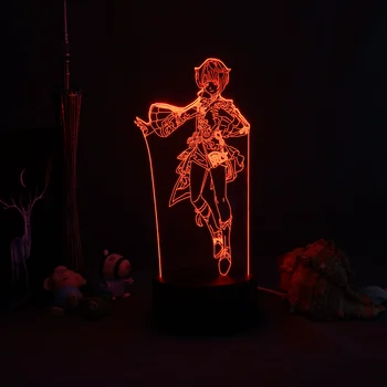 Ночник Genshin Impact 3D Illusion Lamp Hot Game Light для декора спальни, светодиодная атмосфера, прикроватные ночные лампы, подарок для детей