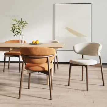 Обеденные стулья Nordic Light, роскошные стулья из массива дерева, современное простое кресло для переговоров, Дизайнерский стул со спинкой из ткани, мебель для столовой