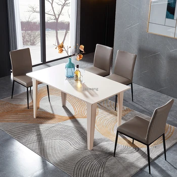 Обеденный стол из массива дерева в скандинавском стиле, легкие роскошные обеденные наборы, комбинированная мебель для гостиной, обеденный стол и стул