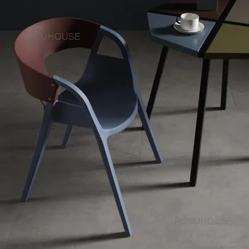 Обеденный стул на балконе в скандинавском стиле, бытовая техника с простой спинкой, кафе для отдыха, Креативный пластиковый стул для улицы, Обеденные стулья